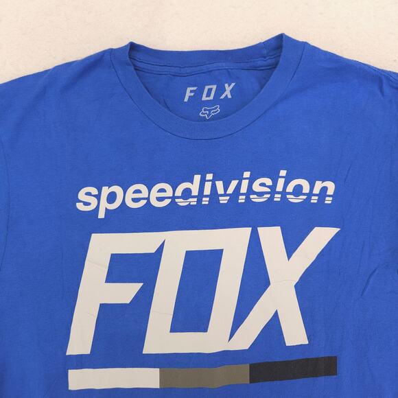 Fox Casual Crew Neck Graphic Short Sleeve T Shirt Mens Size Medium M Blue - Picture 1 of 9